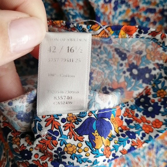 Eton Men's Slim Floral Button Up Dress Shirt 16.5 - Picture 13 of 17